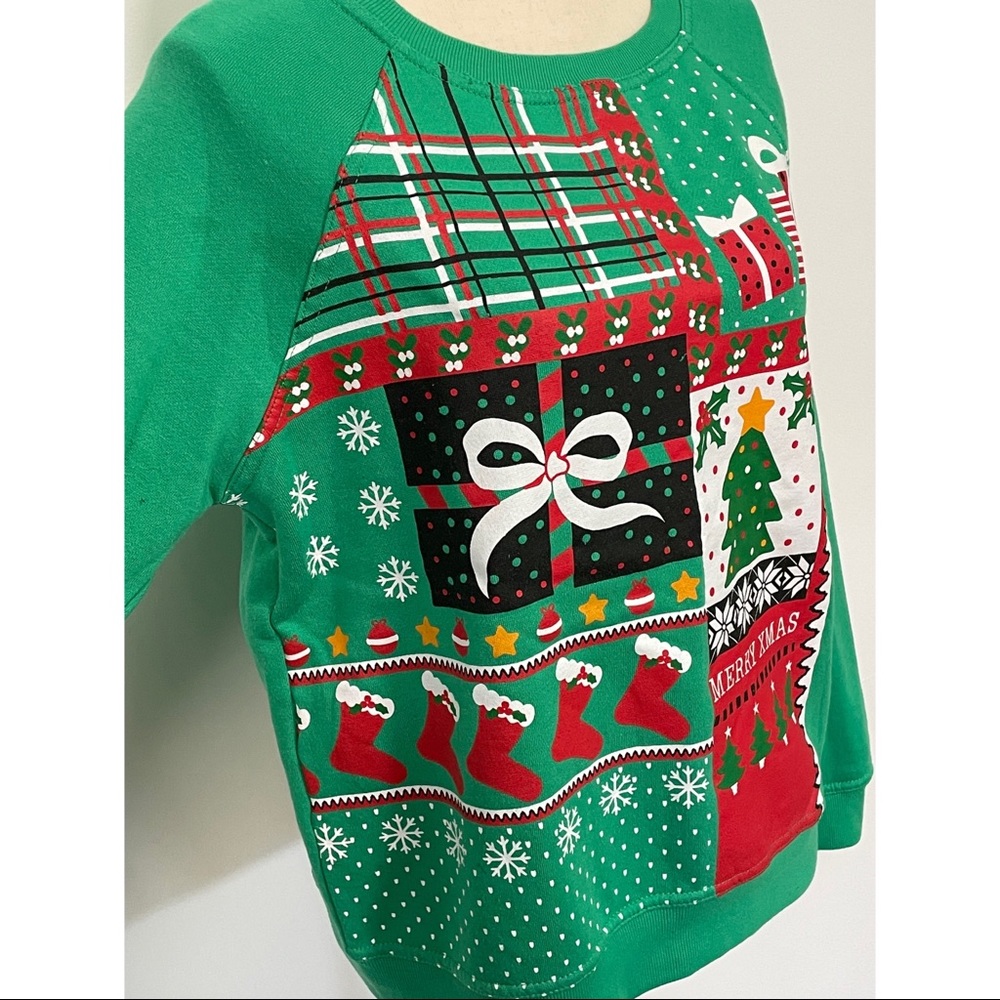 Christmas Graphic Oversized Crewneck Sweatshirt Green Size S - Picture 3 of 5